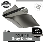 Industrial Gray Denim Cvo Stretched Extended Side Cover For Harley Touring 14+. Fixed Price $479.00.