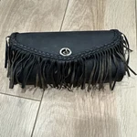 Vintage 10" Motorcycle Leather Windshield Bag W/ Fringe For Kawasaki - KDD66. Fixed Price $55.00.
