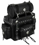 Motorcycle Studded Sissy Bar Bag Leather Travel Puluggage For Harley Chopper. Fixed Price $229.00.
