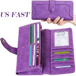 Women's Wallets Ladies Clutch Leather Card Phone Organizer Button Purse (purple). Fixed Price $12.69.
