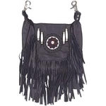 Unik International Women's Black Fringe Leather Clip-on Bag 2114.00. Fixed Price $45.45.