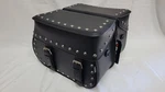Edge Tek Black Hard Leather Saddle Bag Studded L-15" X W-7" H-12" New 20L. Fixed Price $99.99.