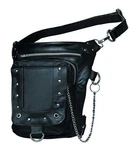 Unik Women's Studded Superior Cowhide Leather Adjustable Strap Thigh Bag, Black. Fixed Price $84.95.