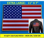 X-large Usa American Flag Embroidered Patch 11X7 Inch Sew-on Iron-on Gold Border. Fixed Price $14.95.