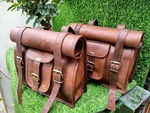 Motorcycle Roll Top Brown Leather Side 2 Pouch Saddlebags Panniers. Fixed Price $54.59.