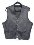 Crank & Stroker Black Leather Biker Vest Size Large Sleeveless Motorcycle Men's. Fixed Price $46.80.