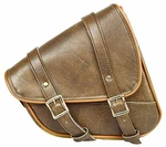 Distressed Brown Right Side Swing Arm Bag Motorcycles, Universal Fit. Fixed Price $59.95.