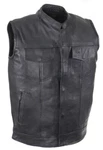 Men's Vest Black Leather Zipper Lined Naked Cowhide Gun Pockets Dream Apparel. Fixed Price $153.30.