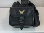Willie & Max Black Leather Motorcycle Saddlebags W/ Matching Roll Tool. Fixed Price $225.00.