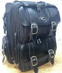 New Saddlemen S3200DE Deluxe Sissy Bar Bag Black Chrome Leather Free Shipping!. Fixed Price $239.95.