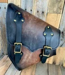 Chopper Bobber Harley Softail Antique Brown Distressed Leather Saddle Bag Custom. Fixed Price $399.00.