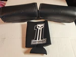 Harley Davidson 2 Pocket Fairing Pouch Cowhide Leather & Koozie Made Usa. Fixed Price $29.00.