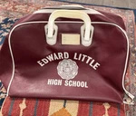 Vtg Edward Little High School Auburn Maine Gym Bag 1970S Faux Leather Zip Flaws. Fixed Price $23.00.