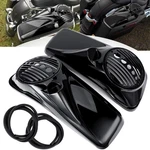 For Harley Touring Models 2014-2025 Vivid Black 8" Speaker Lids W/ Tweeter Port. Fixed Price $169.95.