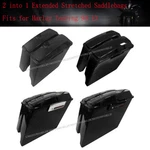 4" 2-INTO-1 Left Side No Cutout Extended Stretched Saddlebags For Harley Touring. Fixed Price $160.00.