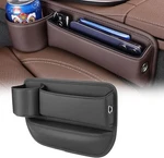 2PACK Car Seat Gap Storage Boxs Pu Leather Organizers With Cup Holder Black. Fixed Price $11.99.