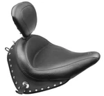 Mustang Wide Chrome Studded Solo Seat W/ Driver Backrest 2016-2017 Harley Flstc. Fixed Price $684.00.