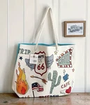 Nwt Alfa Bags Classic Collection Route 66 Large Canvas Tote Double Handles. Fixed Price $18.00.