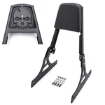 Black Skull Backrest Sissy Bar W/ Leather Pad For Harley Softail Flstc Flstf. Fixed Price $79.37.