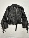 All American Rider Black Leather Fringe Motorcycle Jacket Women 14 Western.... Fixed Price $68.98.