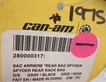 Can Am Spyder Rear Rack Bag 280000317 #1975. Fixed Price $74.99.