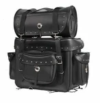 Motorcycle Sissy Bar Bag Touring Luggage W/studs 2 Piece Set Harley Cruiser. Fixed Price $96.90.