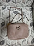 Michael Kors Beige/ Leather Jet Set Crossbody Bag Purse Gold Accent Women #422. Fixed Price $55.00.