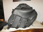 Xelement Zip Off Black Plain Three Strap Motorcycle Saddlebags, Harley Davidson. Fixed Price $65.00.