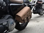 Brown Leather Single Left Side Pannier Saddle Bag Fits Harley Davidson Sportster. Fixed Price $160.77.