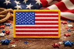 American Flag Patch Embroidered Iron-on Gold Border Usa United States Quality. Fixed Price $24.99.