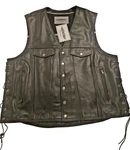 Unik 2601 Leather Mens Black Vest Club Style Plain Back Sz 5XL With Gun Pocket. Fixed Price $84.96.