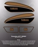 Yamaha 1977 XS650 Tank Side Cover Graphic Kit Like Nos. Fixed Price $74.95.