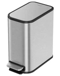 Small Bathroom Trash Can Lid Soft Close 1.3 Gallon Stainless Steel Silver. Fixed Price $49.47.