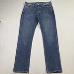 Buck Mason Maverick Slim Jeans Mens 33X32 Blue Double Dipped Button Fly 14OZ Euc. Fixed Price $59.88.