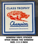 Minnesota Dragways Class Trophy - Window Vinyl Decal Sticker Vintage Racing. Fixed Price $9.40.