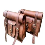 Motorcycle Roll Top Brown Leather Side 2 Pouch Saddlebags Panniers. Fixed Price $77.28.