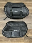 Harley Davidson Saddlebags Studded Leather Softail Motorcycle Black. Fixed Price $260.00.
