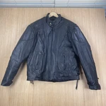 Unik Jacket Mens 44 Black Leather Motorcycle Biker Chopper Lined Zip Pocket Ride. Fixed Price $125.00.