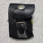 Willie & Max Deluxe Motorcycle Sissy Bar Bag Black Leather Tool Pouch Concho. Fixed Price $25.00.
