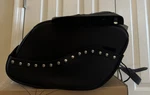 New Milwaukee Leather Zip-off Pvc Studded Throw Over Saddle Bag Black. Fixed Price $150.00.