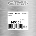 H145351 Plate Fits John Deere (surplus Open Box). Fixed Price $103.12.