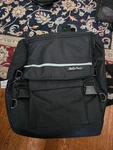 Motorcycle Rally Pack, Backpack Storage, Black, Velcro Straps For Seatback. Fixed Price $20.00.