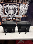 Harley-davidson Black Leather Throw Over Saddlebags (set). Fixed Price $150.00.