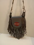Vintage Harley Davidson Hip Bag Black Leather Fringe Purse Shoulder Strap Biker. Fixed Price $30.00.