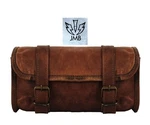 Real Goat Leather Saddle Bag Brown Motorcycle Front Fork Tool Pouch Handlebar. Fixed Price $33.99.