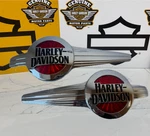 Oem Harley 00-17 Softail Heritage Deluxe Fuel Tank Emblems Chrome Red Gas Badges. Fixed Price $149.95.