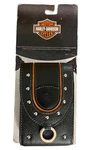 Harley Davidson Leather Belt Pouch Case Studded Black Orange Nos Wrist Strap. Fixed Price $24.99.