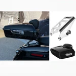 Hogworkz Vivid Black Rushmore Style Chopped Tourpak W/ Slim Backrest & Mount. Fixed Price $863.06.