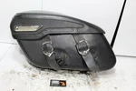 99-08 Harley Road King Left Hard Leather Saddlebag Basket Weave Bent Hinge. Fixed Price $100.00.