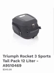 Triumph Rocket 3 Sports Tail Pack - 9510469. Fixed Price $155.00.